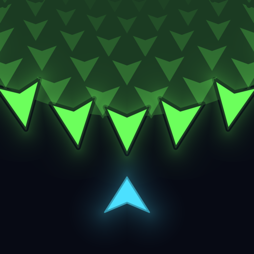 Voidhorde icon — one cyan arrowhead ship below a descending wall of glowing green alien chevrons